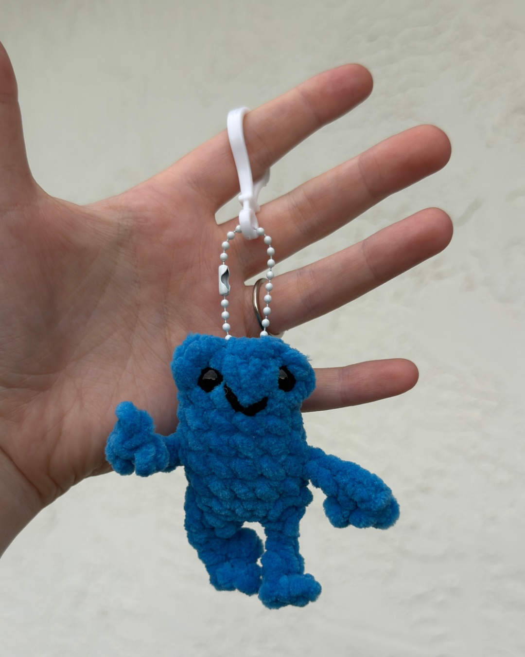 Handmade Blue Leggy Frog Keychain Plush | Mini Crochet Frog Charm