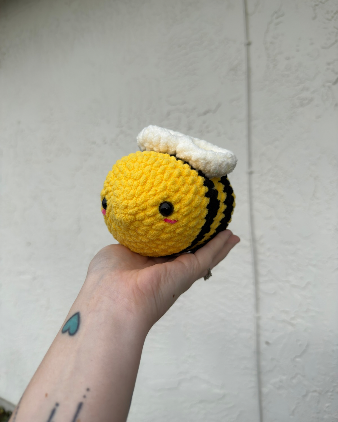 Handmade Bumble Bee Crochet Plush | Soft Bernat Blanket Yarn Bee with Wings