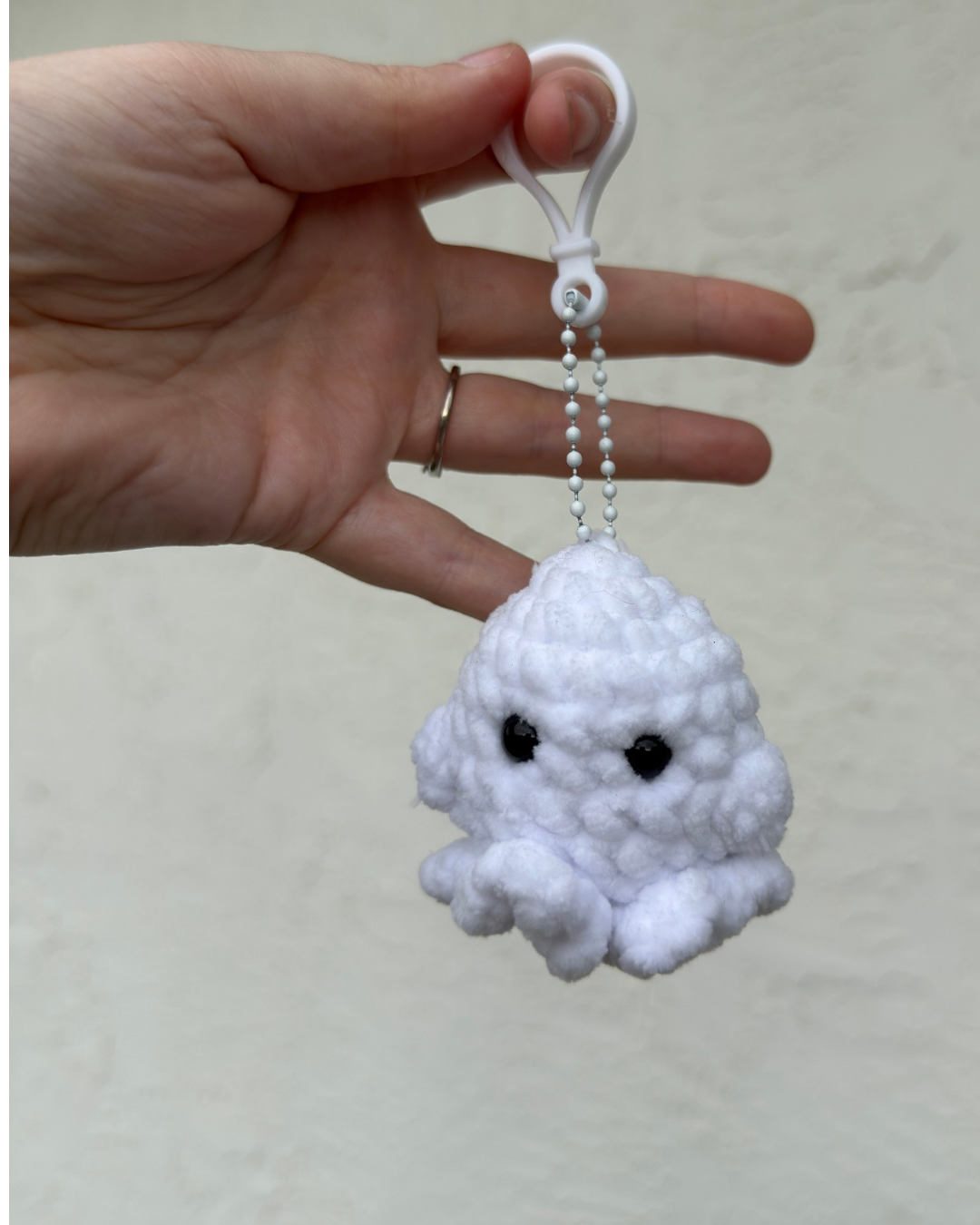 Handmade Ghost Keychain Plush | Soft Premier Yarn Crochet Mini Ghost