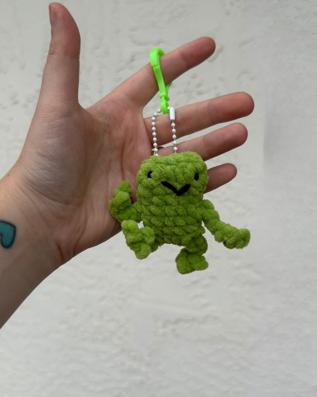 Handmade Green Leggy Frog Keychain Plush | Mini Crochet Frog Charm