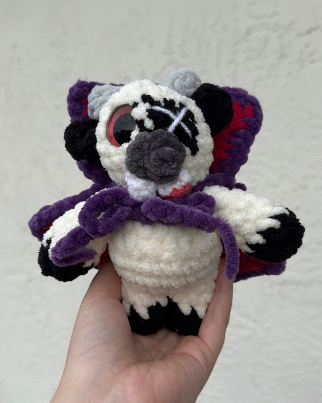 Handmade Moosferatu Plush | Crochet Vampire Cow Plushie | Halloween Plush