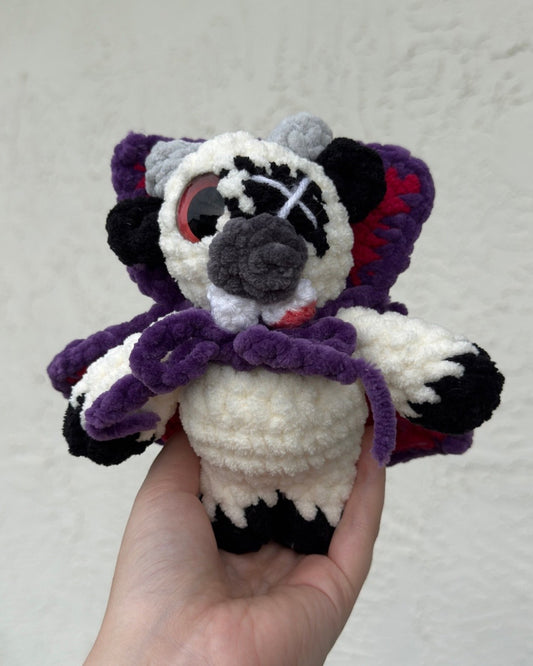 Handmade Moosferatu Plush | Crochet Vampire Cow Plushie | Halloween Plush