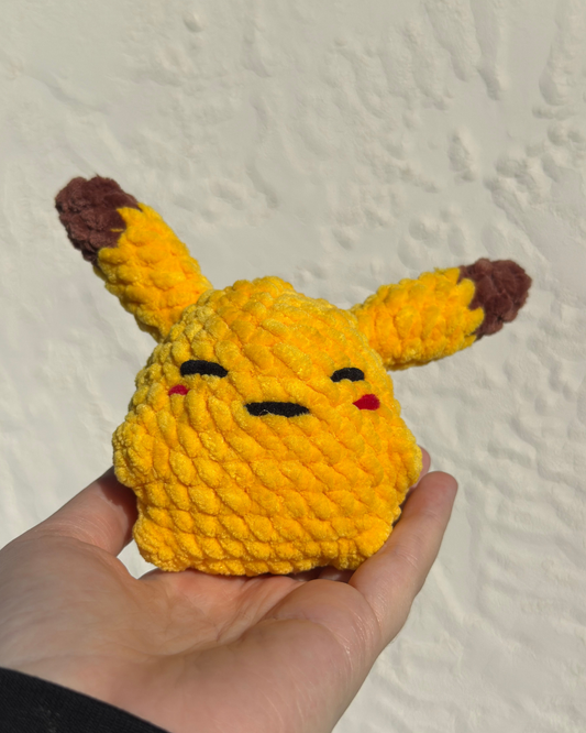 Handmade Electric Mouse Plush | Crochet Lightning Creature | Soft Yellow Chenille Plush