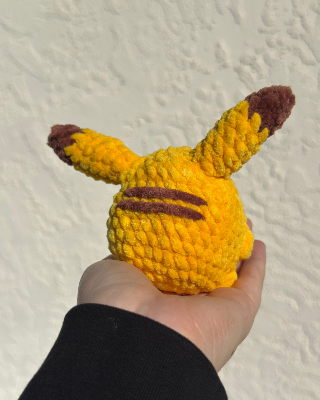 Handmade Electric Mouse Plush | Crochet Lightning Creature | Soft Yellow Chenille Plush