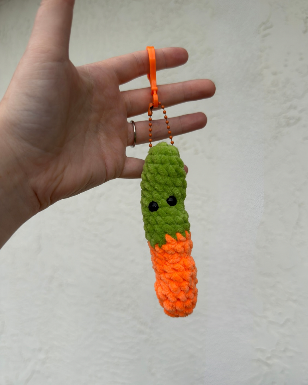 Handmade Green - Orange Gummy Worm Keychain | Crochet Plush Keychain Charm