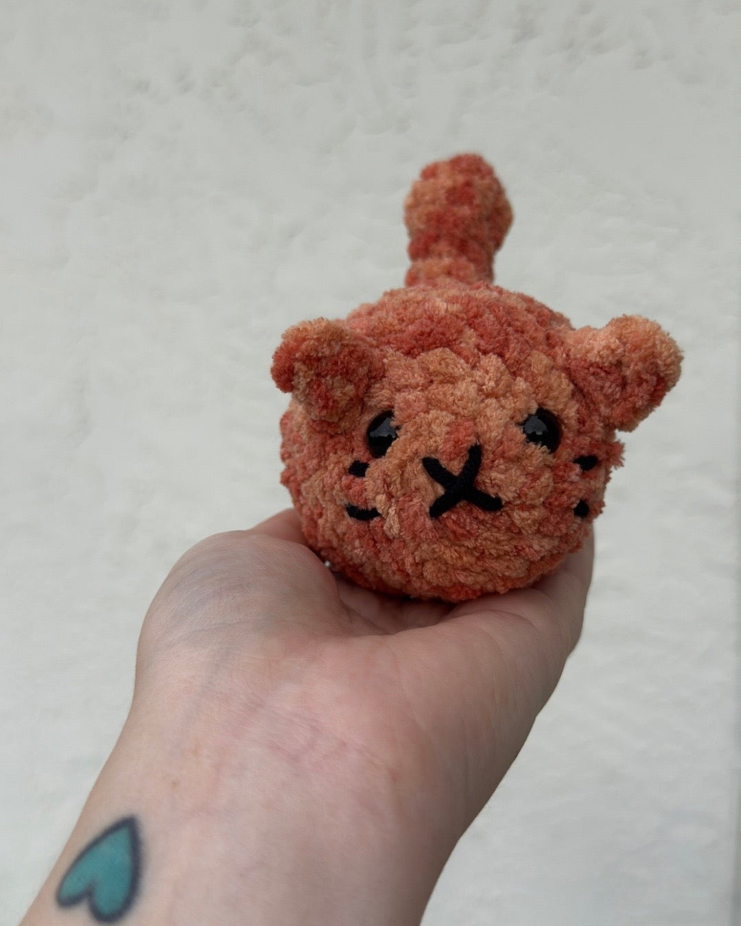 Handmade Mini Orange Tabby Cat Plush | Crochet Plushie | Cozy Bernat Blanket Yarn Cat