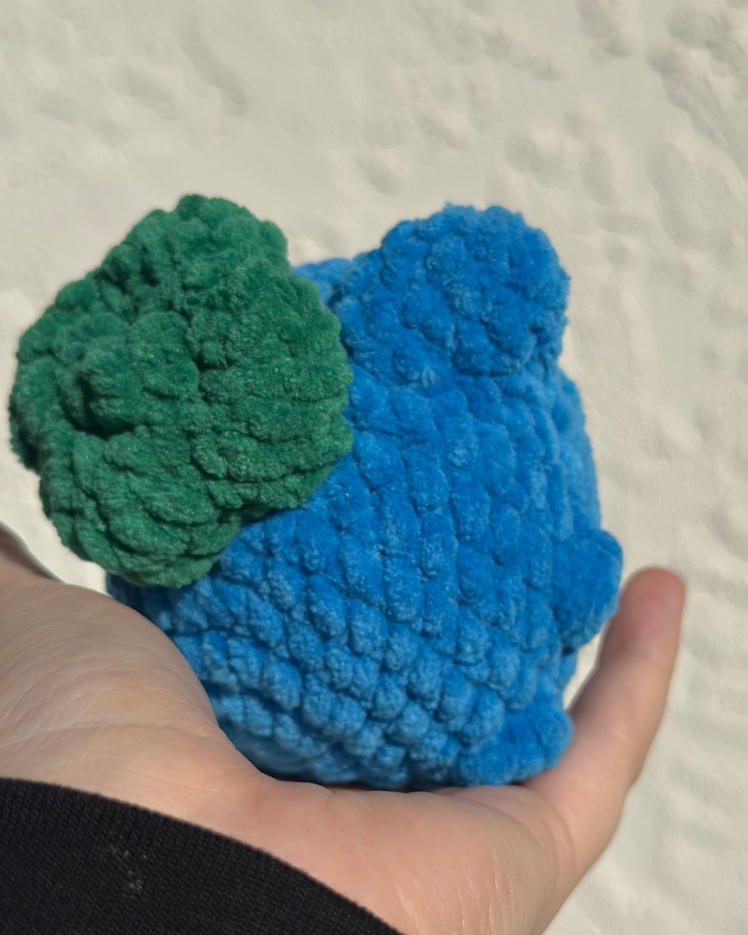 Handmade Leafback Plush | Crochet Nature Creature Plush | Soft Blue Chenille Plush