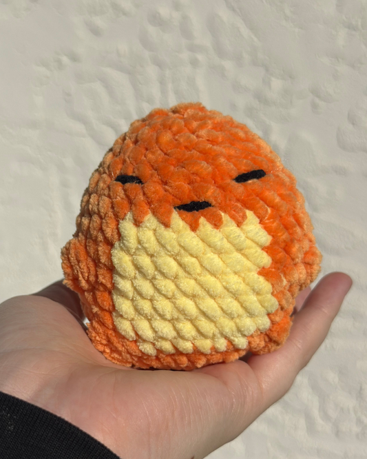 Handmade Flame Lizard Plush | Crochet Fire Creature Plush | Soft Chenille Collectible Plush
