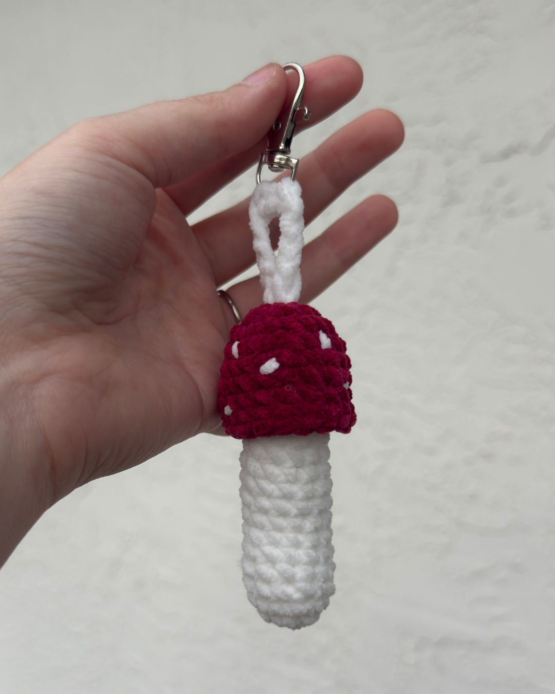 Handmade Crochet Mushroom Chapstick Holder Keychain | Cute Plush Accessory
